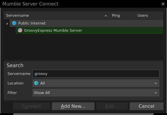 Mumble Server Connect - GroovyExpress Result